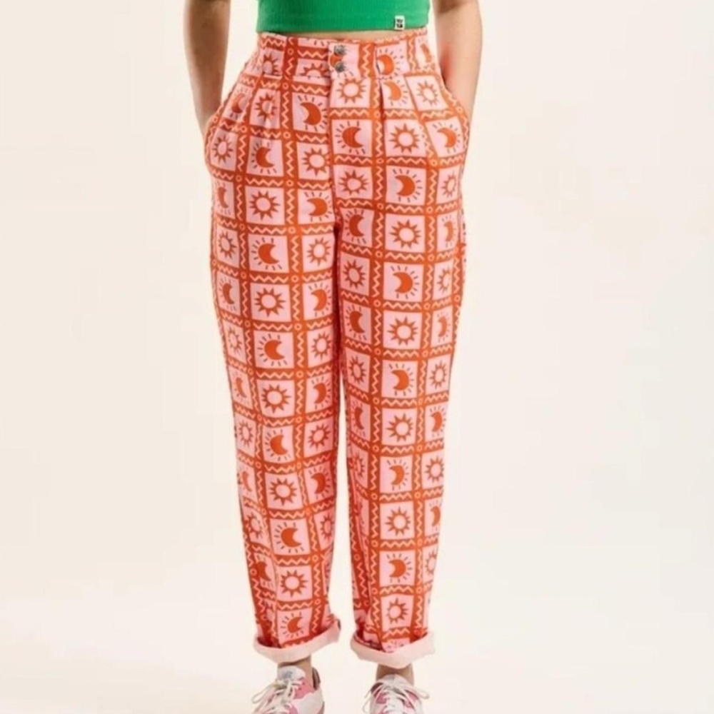 Lucy and Yak | Addison Orange and pink Patterned pants